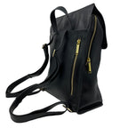 Sac à dos en cuir véritable noir, Antoinette