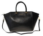 Grand Sac à Main en Cuir Verni Souple Noir | Mona