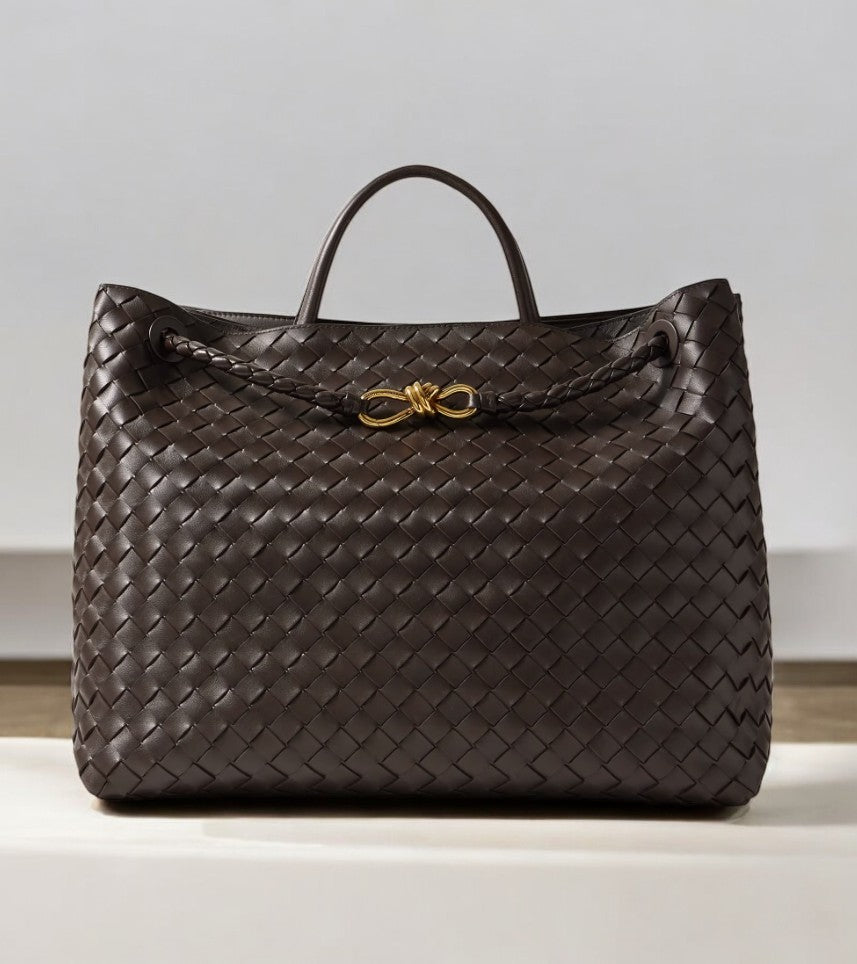 Alyn | Black Woven Mini Leather Tote Bag – Effortless Elegance & Timeless Appeal