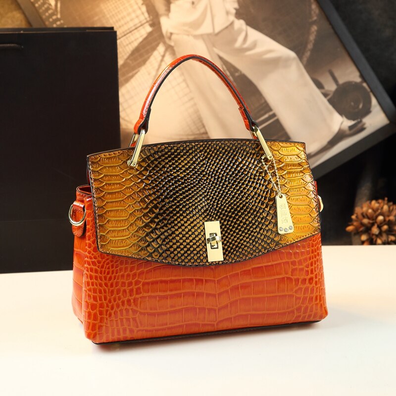 Lilly Iridescent Python & Croc-Embossed Top Handle Bag – Luxury Statement Satchel for Women