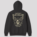 DHCM Men's Support Blue Collar Perched Eagle Hoodie | Comfortable Workwear