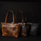 Classic Black Leather Tote Bag