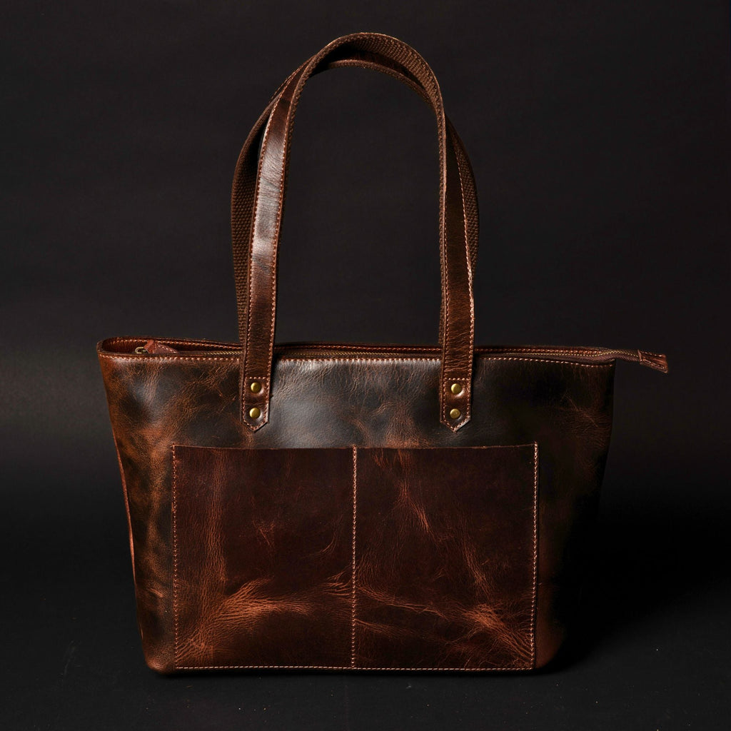 Classic Cognac Leather Tote Bag