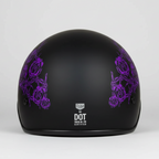 VOSS 707FRP Black Skull and Rose Half Helmet with Peak