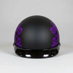 VOSS 707FRP Black Skull and Rose Half Helmet with Peak