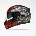 VOSS 988 Moto-1 Red Mandala Full Face Matte Motorcycle Helmet