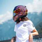 Voss 580 Conquest Neon Mandala Modular Gloss Motorcycle Helmet