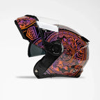Voss 580 Conquest Neon Mandala Modular Gloss Motorcycle Helmet