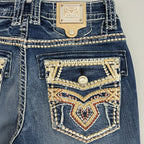 Eagle Warrior Men’s Premium Bootcut Jeans. Tribal Embroidered 7-Pocket Stretch Denim