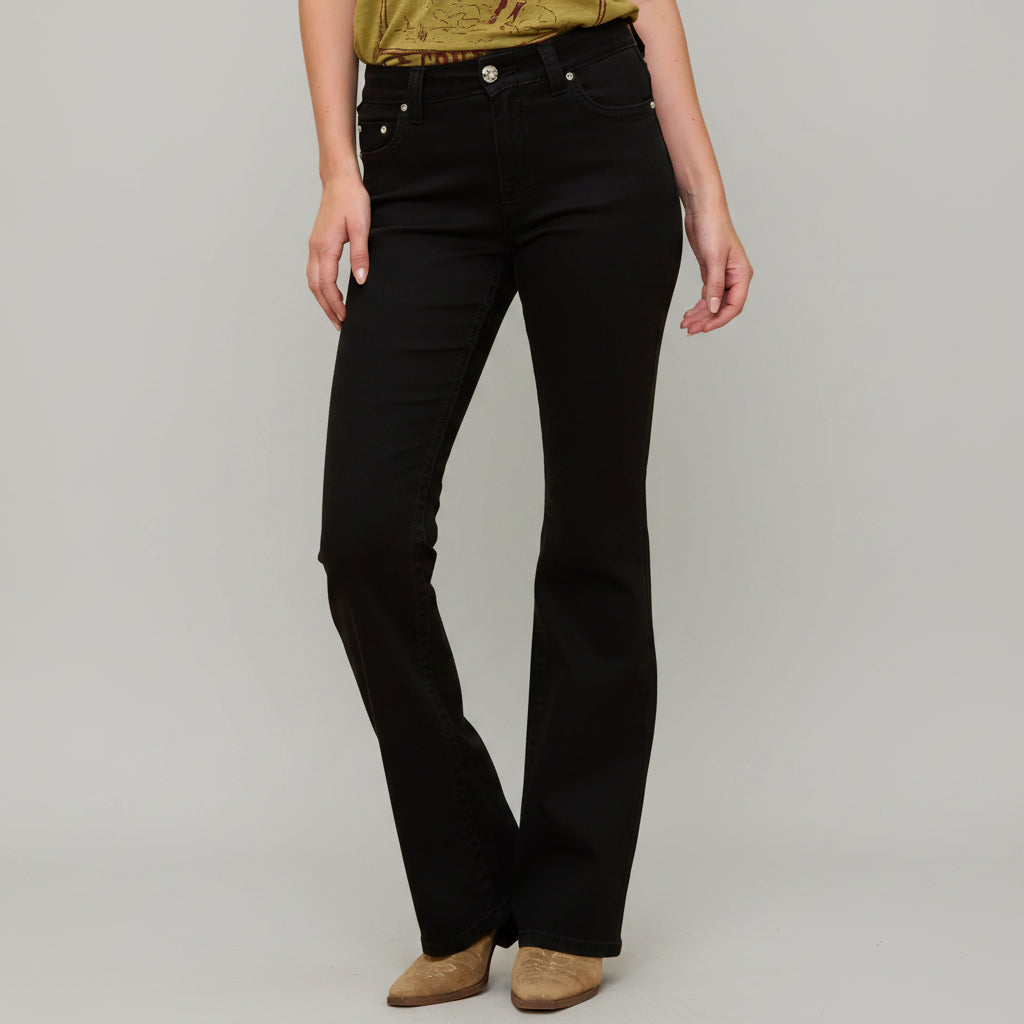 Westfield Eagle Women’s Black Bootcut Bling Jeans. High Waisted Embroidered Western Denim