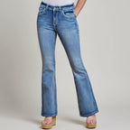 Westfield Eagle Women’s Embroidered Bootcut Jeans. High Waisted Saddle Stitch Stretch Denim