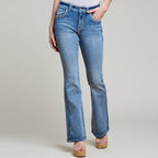 Westfield Eagle Women’s Embroidered Bootcut Jeans. High Waisted Saddle Stitch Stretch Denim