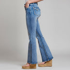 Westfield Eagle Women’s Embroidered Bootcut Jeans. High Waisted Saddle Stitch Stretch Denim
