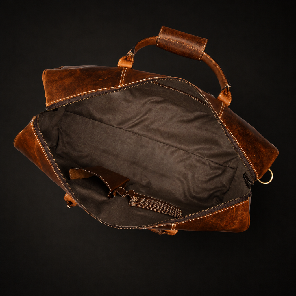 The Wayfarer Bag - Cognac Classic Full-Grain Leather Duffle Bag