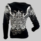 Women's Angel Wings Cross Long Sleeve Top