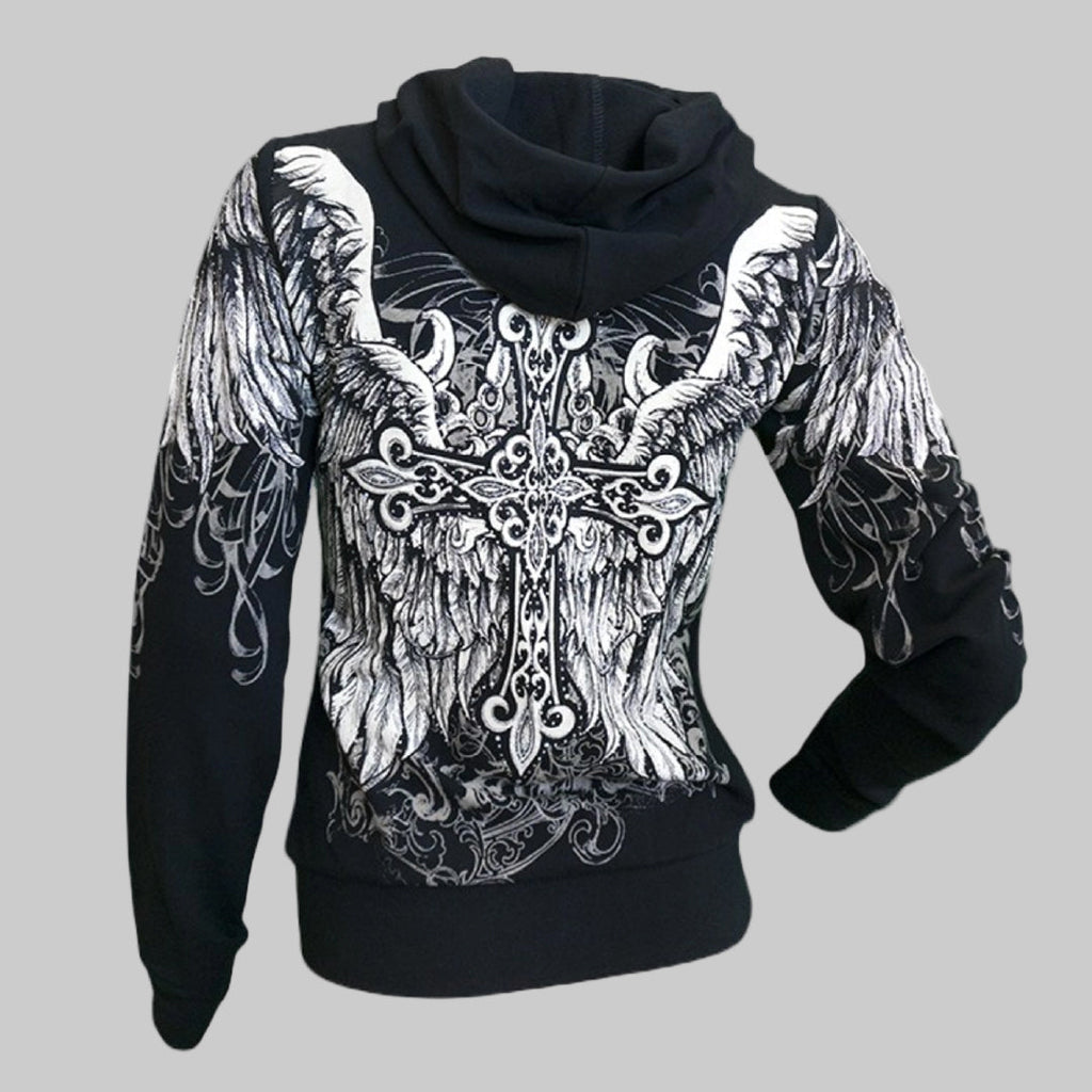 Women's Angel Wings Cross Hoodie