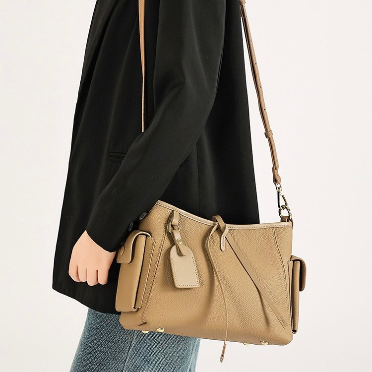 Women's Genuine Leather Stylish Versatile Large-Capacity Single-Shoulder Crossbody Bag
