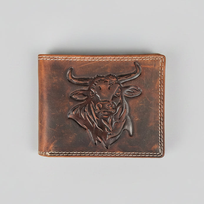 Men’s Steer Embossed Bifold Leather Wallet