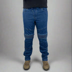 Men’s Armored Motorcycle Riding Jeans. CE-Certified Knee & Hip Armor Denim