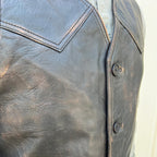 Men's Sheep Leather Ruboff Vest. Classic Button Closure & Front Pockets