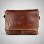 Greenwood Leather Laptop Bag. Premium Waxed Full-Grain Leather Briefcase for 16" Laptops