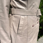 Women's Classic Leather Trench Coat. Double-Breasted Button Closure with Adjustable Belt