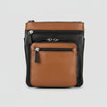 JBG Slim Genuine Leather Crossbody Bag. RFID Blocking Travel Purse with Multi-Zipper Pockets