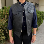 Men's Genuine Cow Leather Biker Club Vest