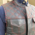 Men's Genuine Cow Leather Biker Club Vest