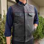 Men's Genuine Cow Leather Biker Club Vest