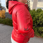 Sporty Women's Lamb Leather Hoodie Jacket