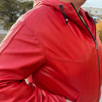 Sporty Women's Lamb Leather Hoodie Jacket