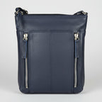 Slim Leather Crossbody. Small Vertical Zip Women’s Bag with Adjustable Strap