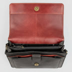 Derek Alexander Half Flap Organizer Leather Messenger Crossbody Bag
