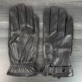 Men's Black Sheepskin Leather Gloves Fleece Lined