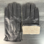 Men's Black Sheepskin Leather Gloves with Wool Blend Lining