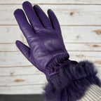 Women’s Sheep Leather Gloves with Rabbit Fur Trim