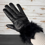 Women’s Sheep Leather Gloves with Rabbit Fur Trim