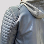 BOL Mens Bally Lambskin Leather Jacket with Removable Hood
