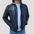 BOL Mens Bally Lambskin Leather Jacket with Removable Hood
