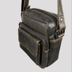 Greenwood Leather Mini-Messenger Bag. Premium Compact Crossbody Travel Organizer