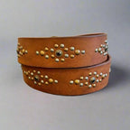 Women's Full Grain Leather Belt with Ornamental Stud Pattern
