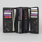 MET Women’s Leather Basket Weave Wallet. Artisan Woven Multi-Card Organizer