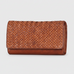 MET Women’s Leather Basket Weave Wallet. Artisan Woven Multi-Card Organizer