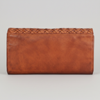 MET Women’s Leather Basket Weave Wallet. Artisan Woven Multi-Card Organizer