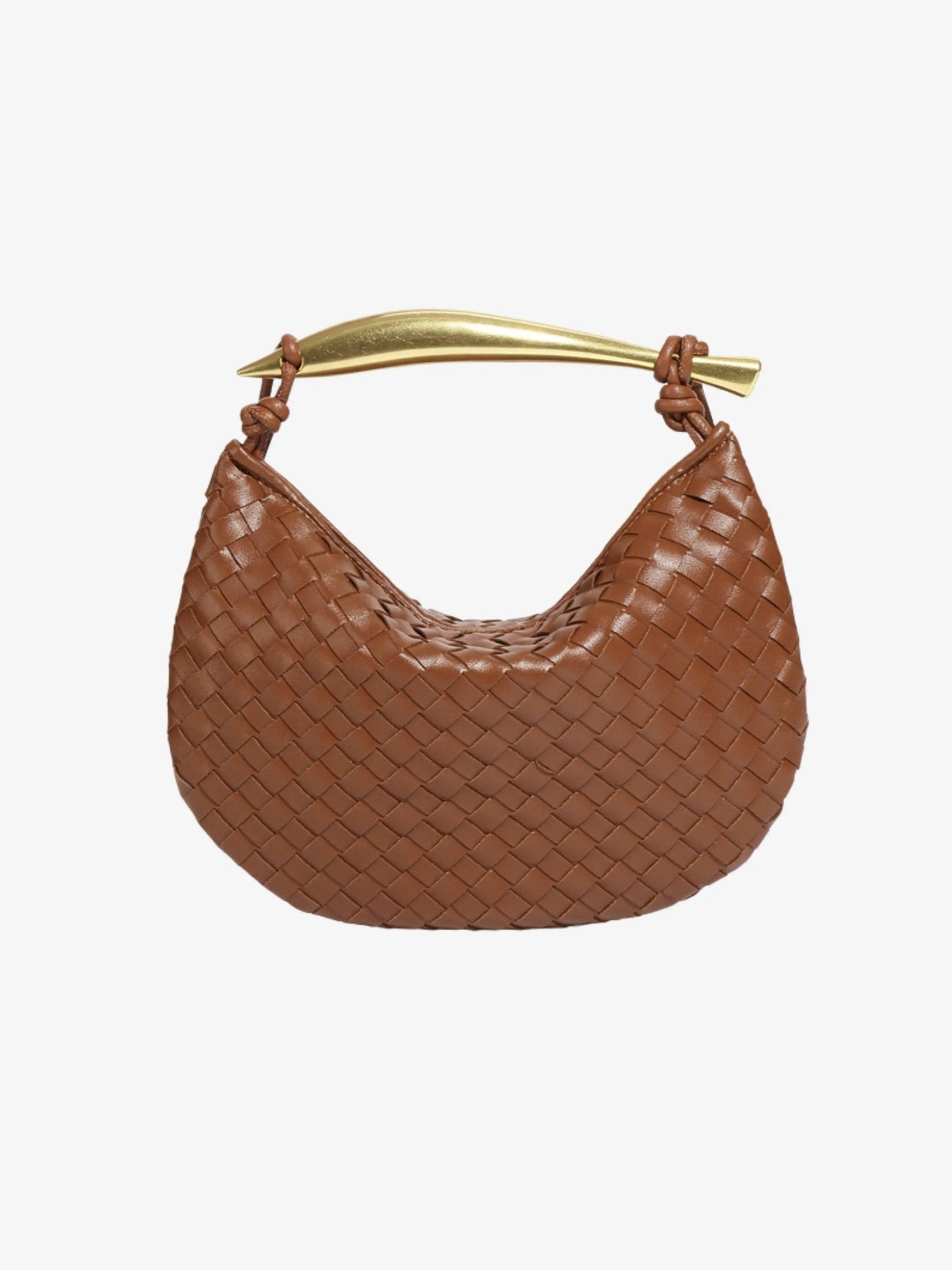 Amara Woven Leather Handbag – Sculptural Handle Designer-Inspired Bag