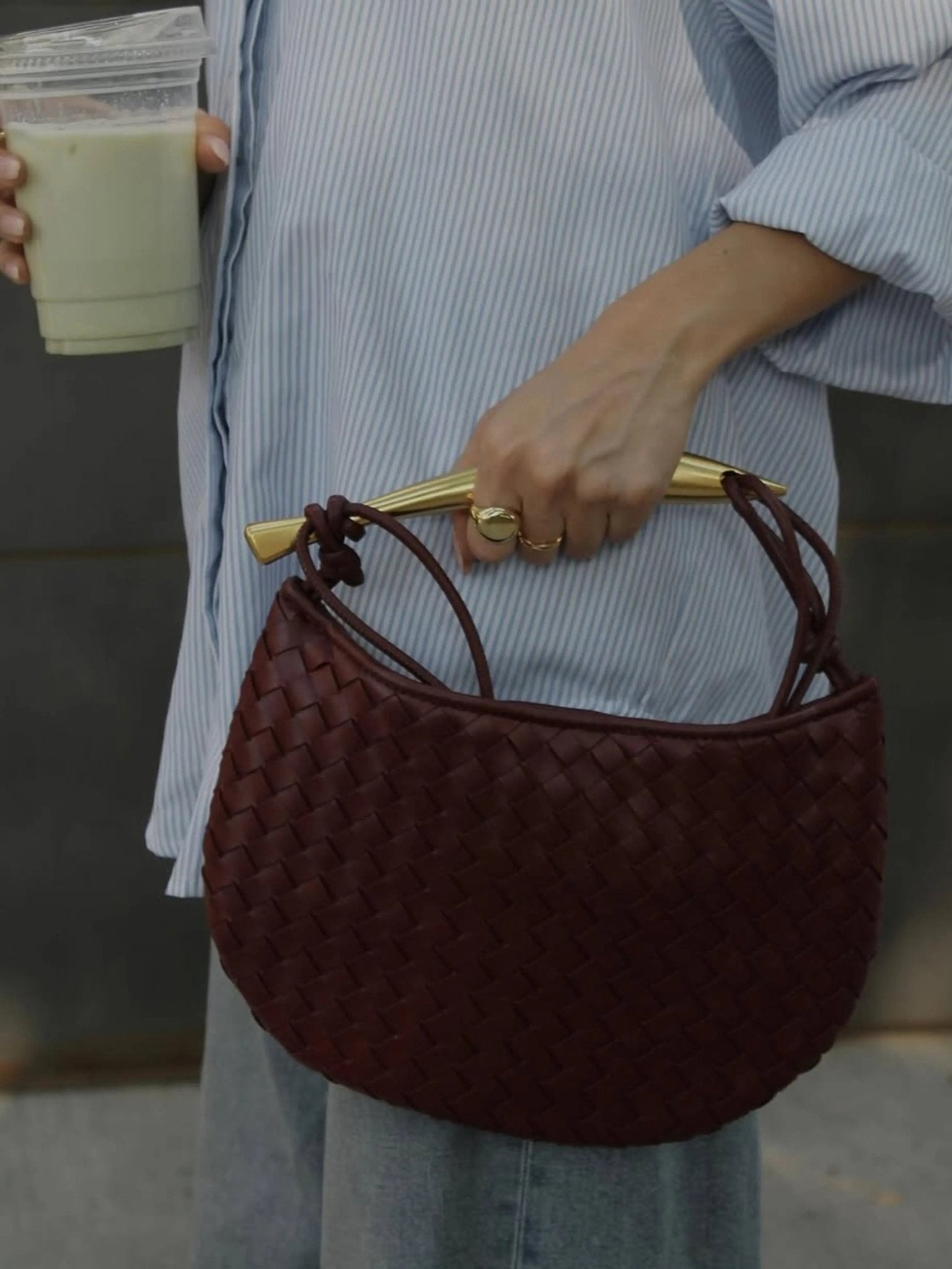 Amara Woven Leather Handbag – Sculptural Handle Designer-Inspired Bag