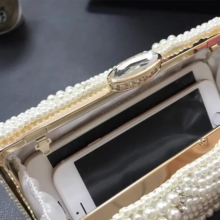 Genevieve | Pearl Embellished Evening Clutch – Classic Luxury