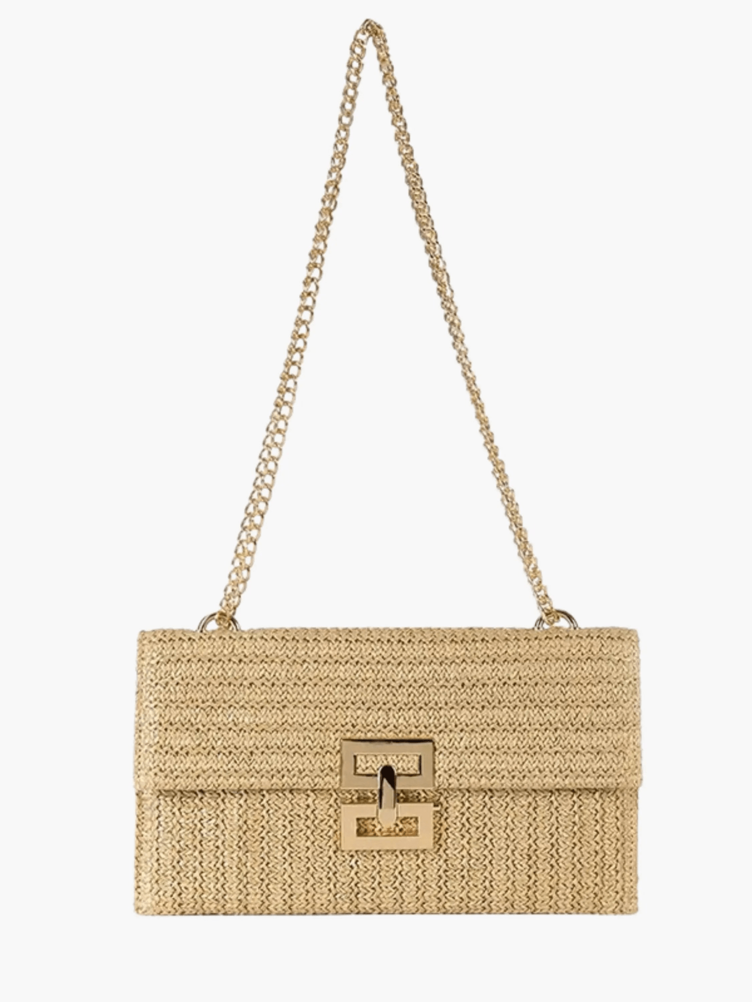 Soleil | Woven Raffia Chain Shoulder Bag – Effortless Chic