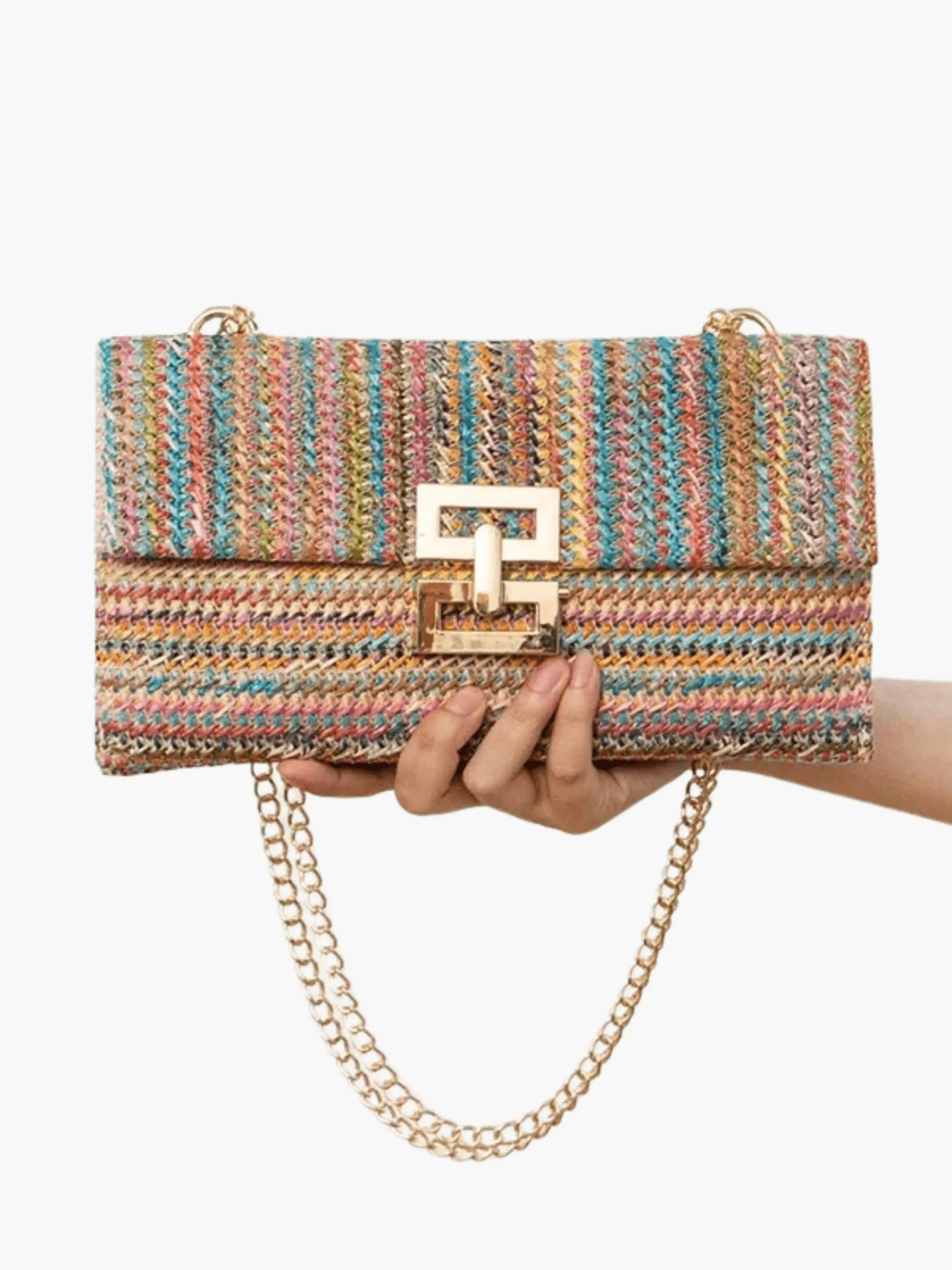 Soleil | Woven Raffia Chain Shoulder Bag – Effortless Chic